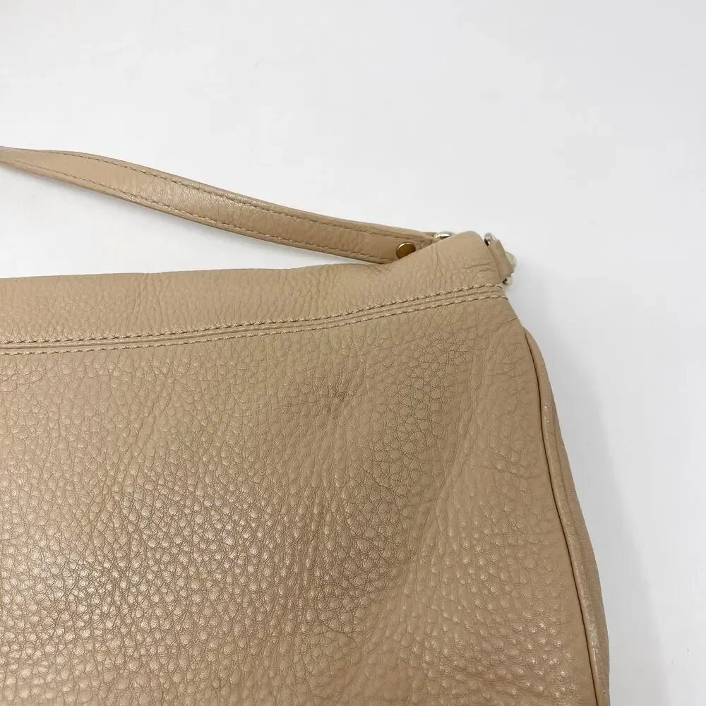 Kate Spade Taupe Cobble Hill Crossbody Leather Bag Flap Top Zip Pocket Pebbled